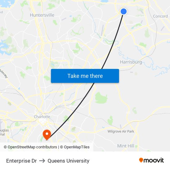 Enterprise Dr to Queens University map