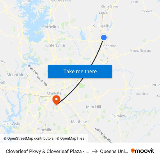 Cloverleaf Pkwy & Cloverleaf Plaza - Ihop (Outbound) to Queens University map