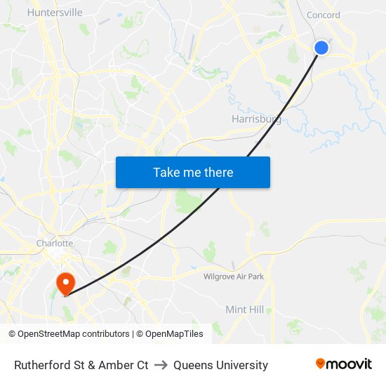 Rutherford St & Amber Ct to Queens University map