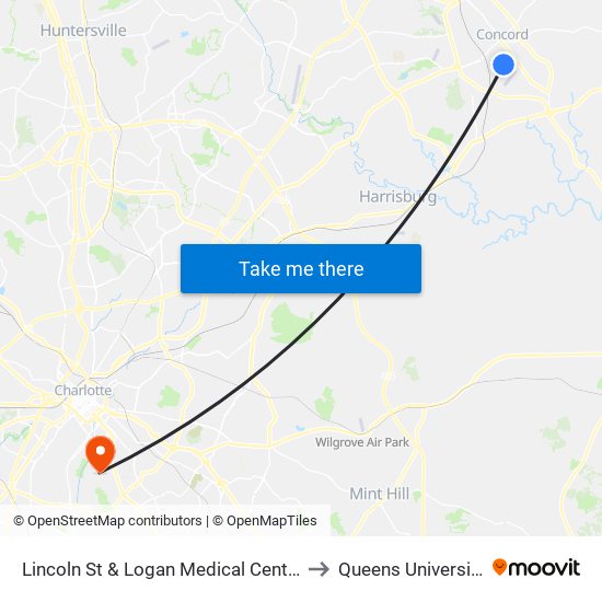 Lincoln St & Logan Medical Center to Queens University map