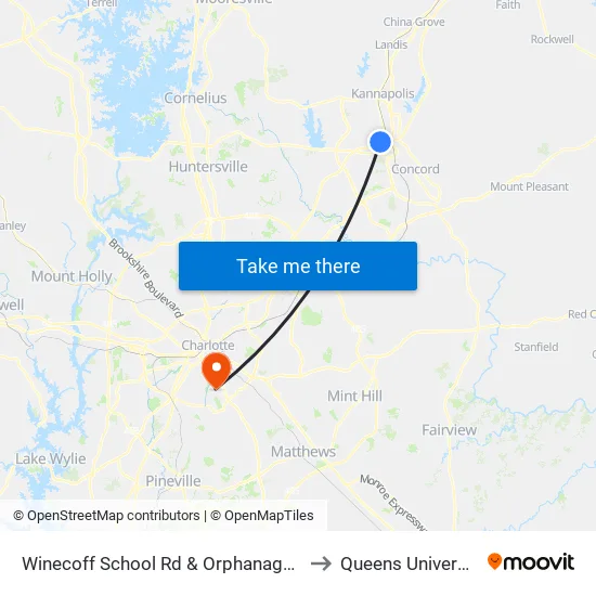 Winecoff School Rd & Orphanage Rd to Queens University map
