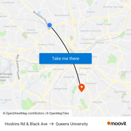 Hoskins Rd & Black Ave to Queens University map