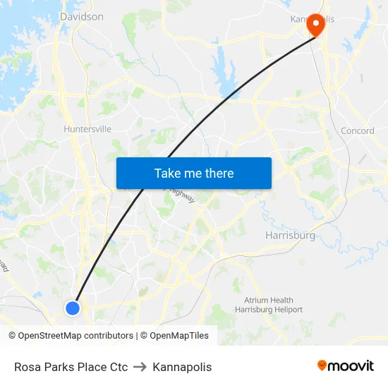 Rosa Parks Place Ctc to Kannapolis map