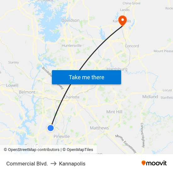 Commercial Blvd. to Kannapolis map