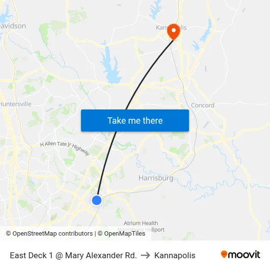 East Deck 1 @ Mary Alexander Rd. to Kannapolis map