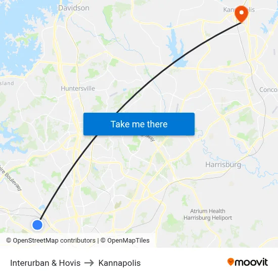 Interurban & Hovis to Kannapolis map