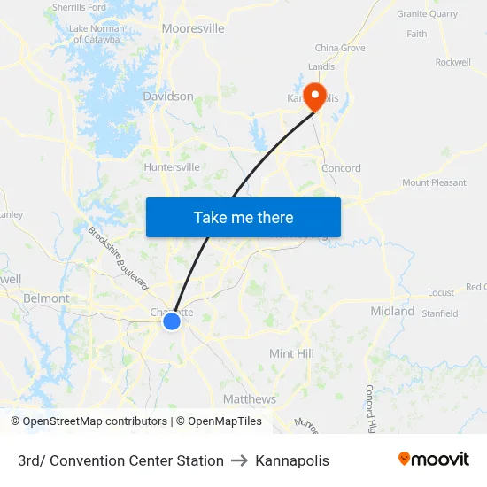 3rd/ Convention Center Station to Kannapolis map