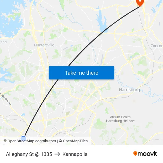 Alleghany St @ 1335 to Kannapolis map