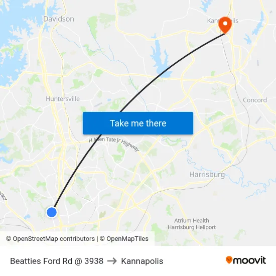Beatties Ford Rd @ 3938 to Kannapolis map