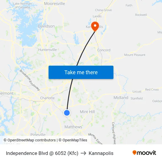 Independence Blvd @ 6052 (Kfc) to Kannapolis map