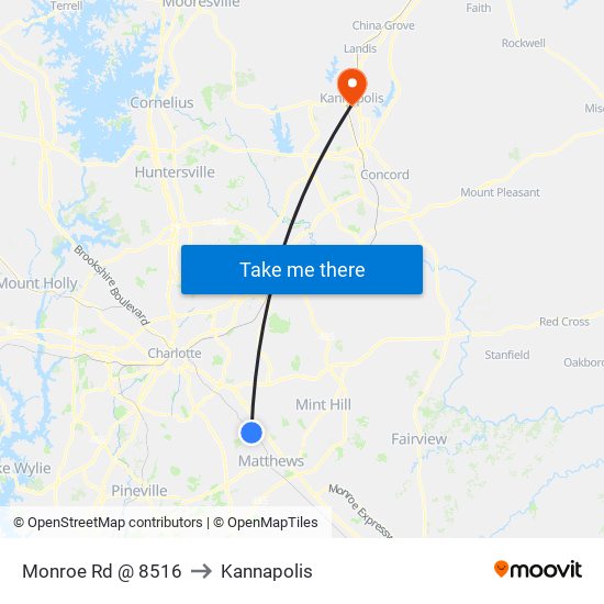 Monroe Rd @ 8516 to Kannapolis map