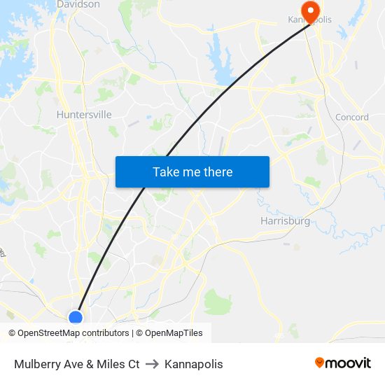 Mulberry Ave & Miles Ct to Kannapolis map