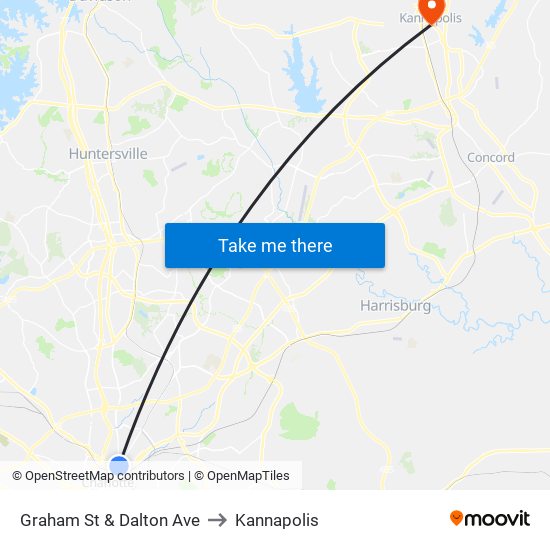 Graham St & Dalton Ave to Kannapolis map