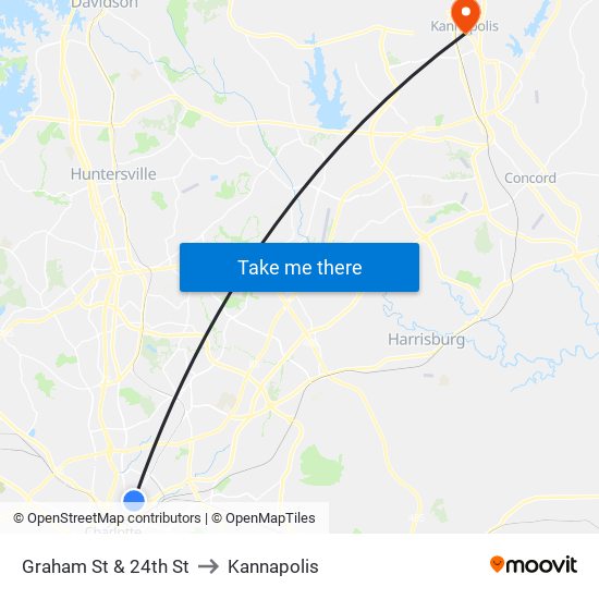 Graham St & 24th St to Kannapolis map