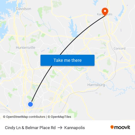 Cindy Ln & Belmar Place Rd to Kannapolis map