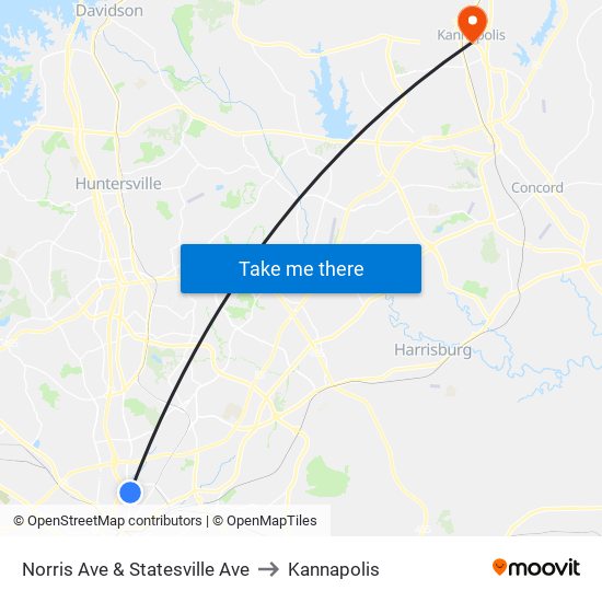 Norris Ave & Statesville Ave to Kannapolis map