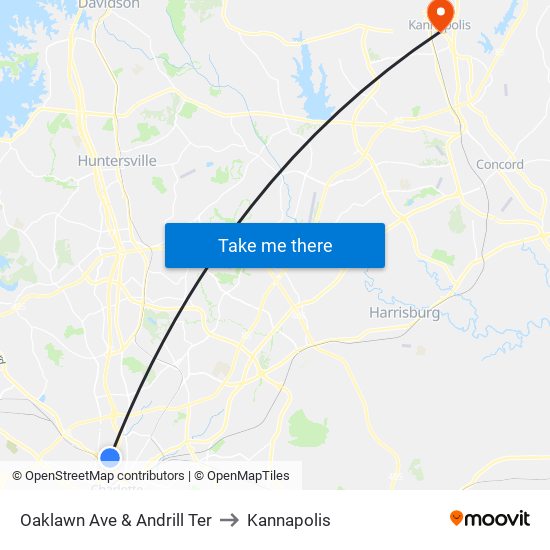 Oaklawn Ave & Andrill Ter to Kannapolis map