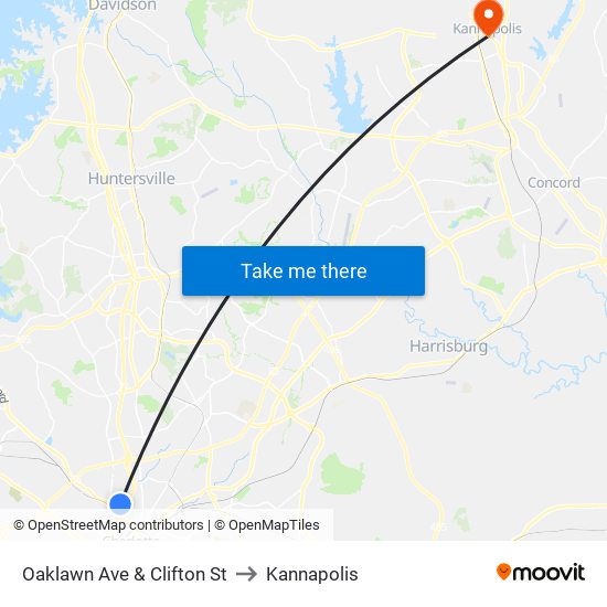 Oaklawn Ave & Clifton St to Kannapolis map