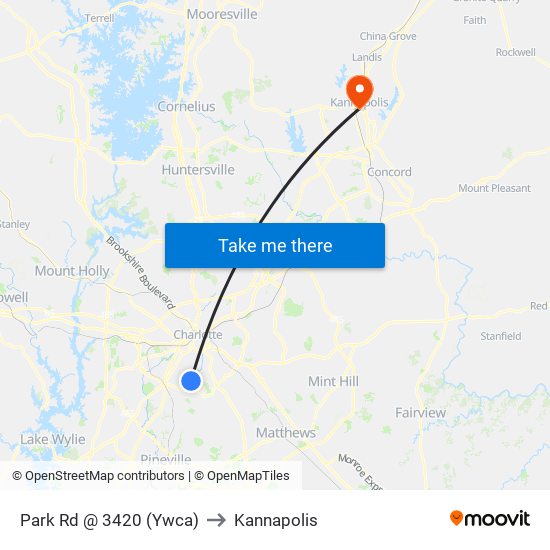 Park Rd @ 3420 (Ywca) to Kannapolis map