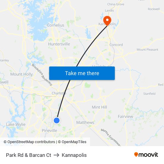 Park Rd & Barcan Ct to Kannapolis map