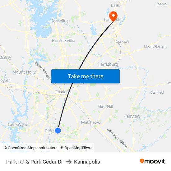 Park Rd & Park Cedar Dr to Kannapolis map