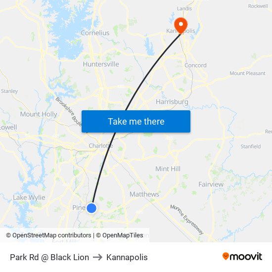 Park Rd @ Black Lion to Kannapolis map