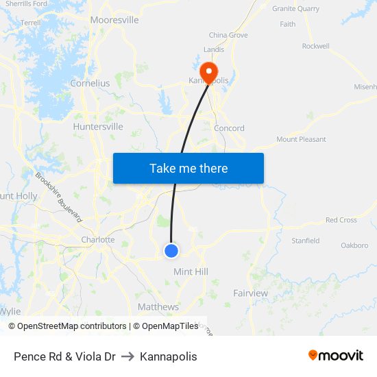 Pence Rd & Viola Dr to Kannapolis map