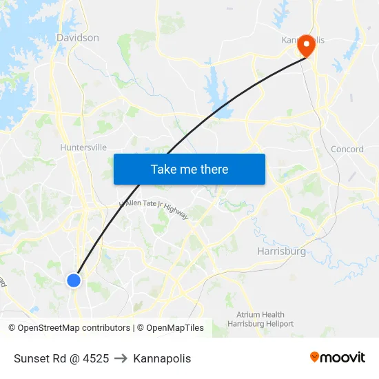 Sunset Rd @ 4525 to Kannapolis map