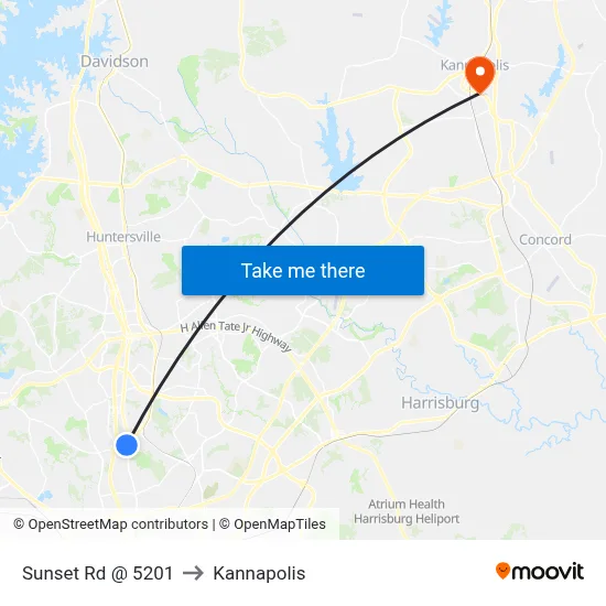 Sunset Rd @ 5201 to Kannapolis map
