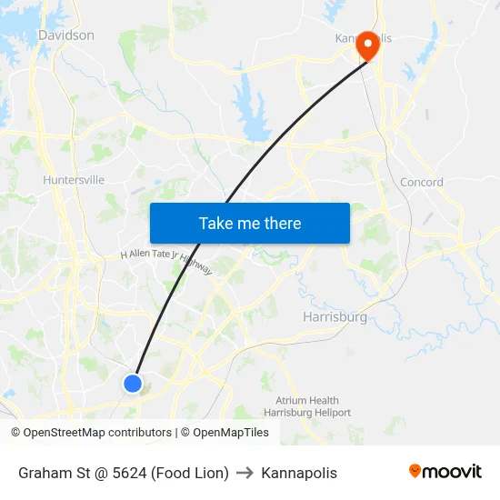 Graham St @ 5624 (Food Lion) to Kannapolis map