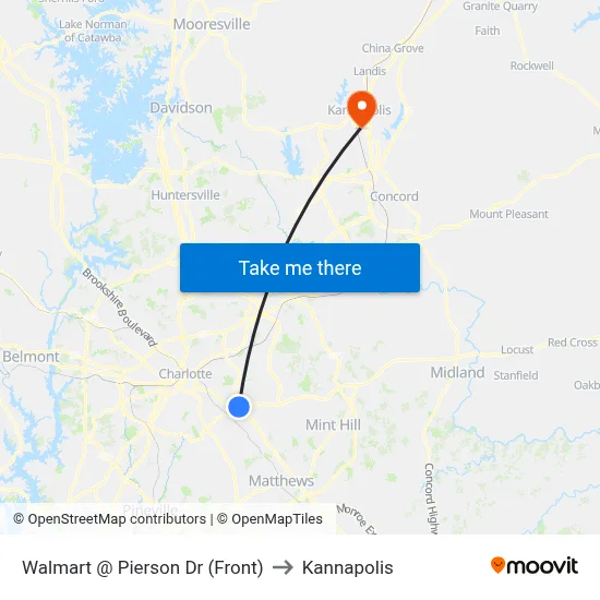 Walmart @ Pierson Dr (Front) to Kannapolis map