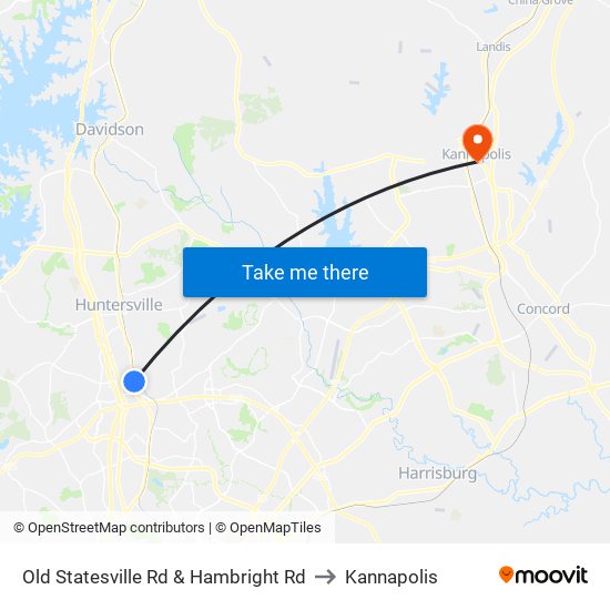 Old Statesville Rd & Hambright Rd to Kannapolis map