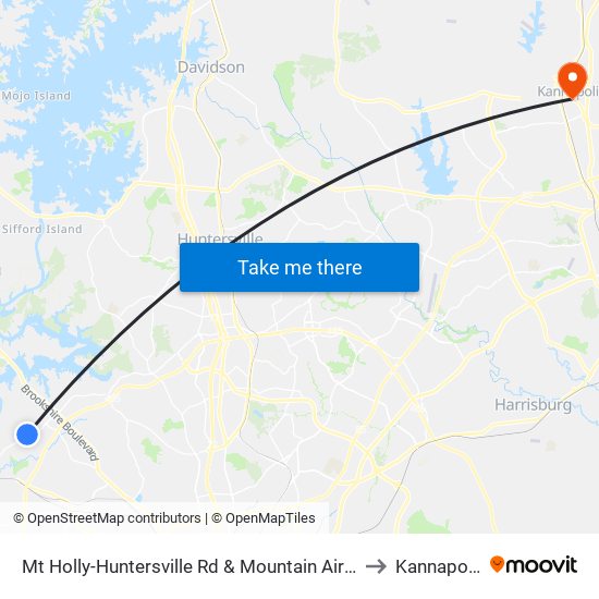 Mt Holly-Huntersville Rd & Mountain Aire Cir to Kannapolis map