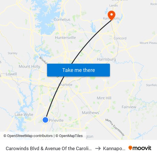 Carowinds Blvd & Avenue Of the Carolinas to Kannapolis map