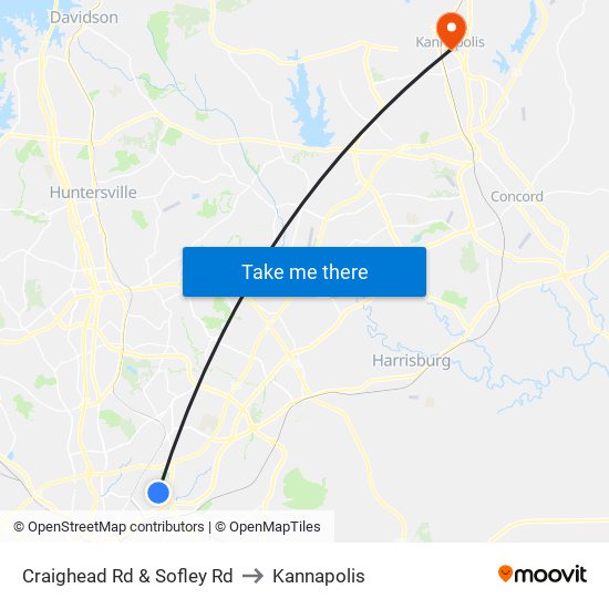 Craighead Rd & Sofley Rd to Kannapolis map