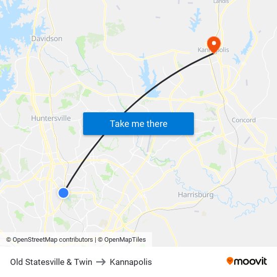 Old Statesville & Twin to Kannapolis map