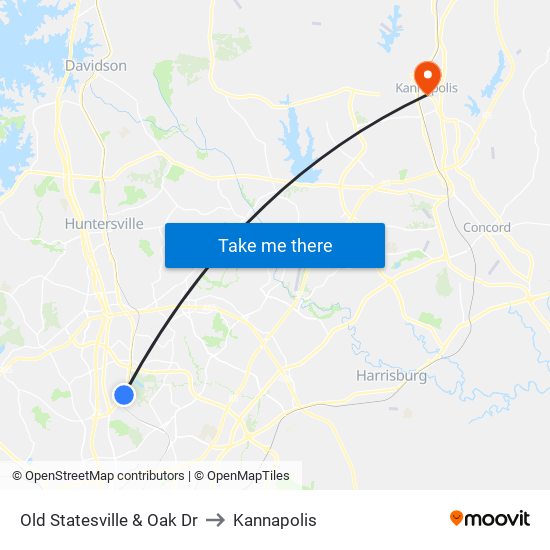 Old Statesville & Oak Dr to Kannapolis map