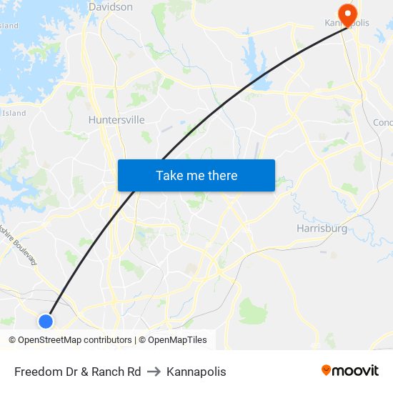 Freedom Dr & Ranch Rd to Kannapolis map