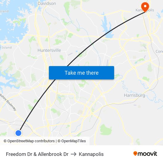 Freedom Dr & Allenbrook Dr to Kannapolis map