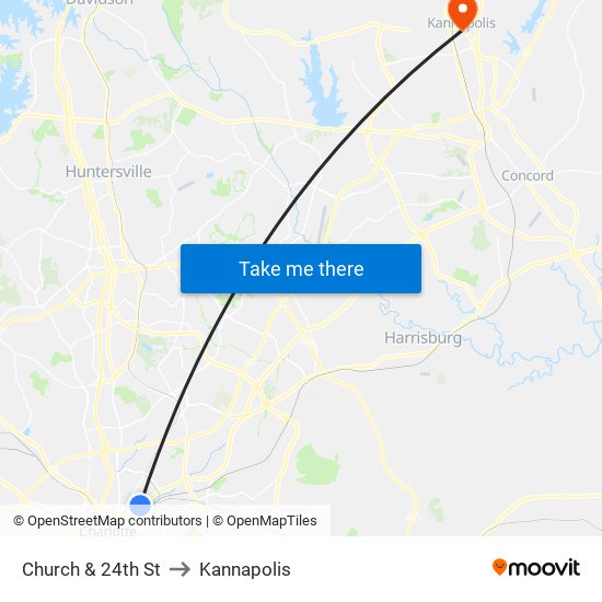 Church & 24th St to Kannapolis map