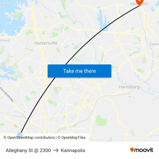 Alleghany St @ 2300 to Kannapolis map
