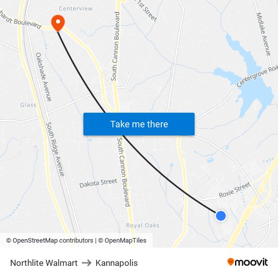 Northlite Walmart to Kannapolis map