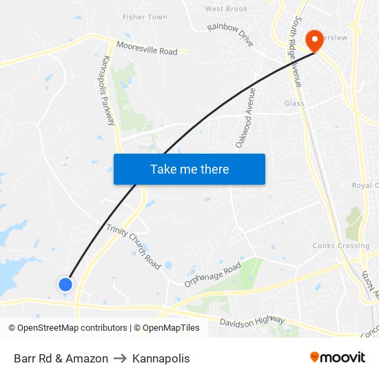 Barr Rd & Amazon to Kannapolis map