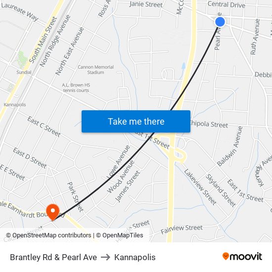 Brantley Rd & Pearl Ave to Kannapolis map