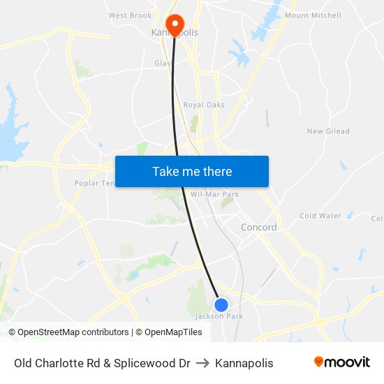 Old Charlotte Rd & Splicewood Dr to Kannapolis map