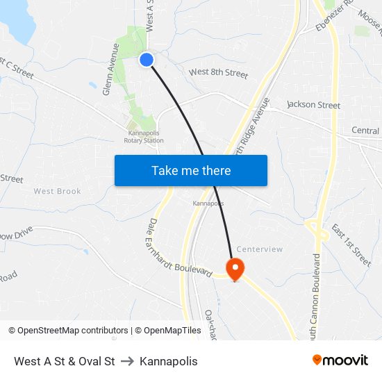 West A St & Oval St to Kannapolis map