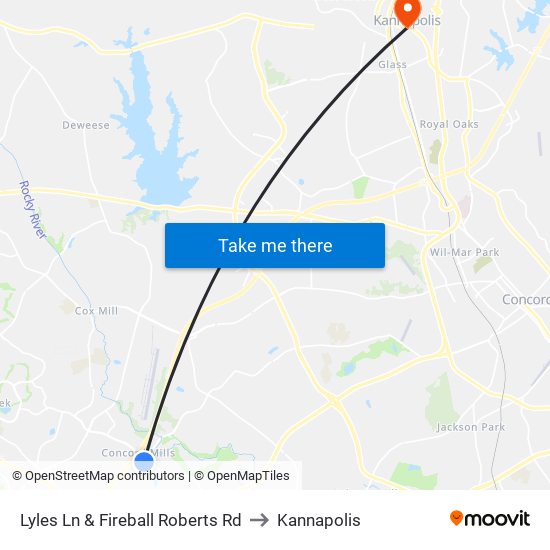 Lyles Ln & Fireball Roberts Rd to Kannapolis map