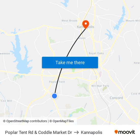 Poplar Tent Rd & Coddle Market Dr to Kannapolis map