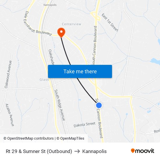 Rt 29 & Sumner St (Outbound) to Kannapolis map