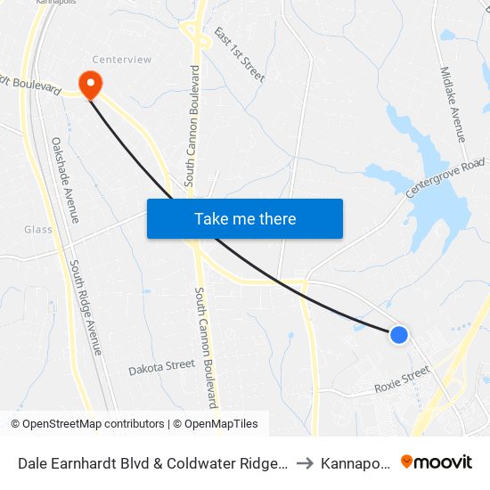 Dale Earnhardt Blvd & Coldwater Ridge Dr to Kannapolis map